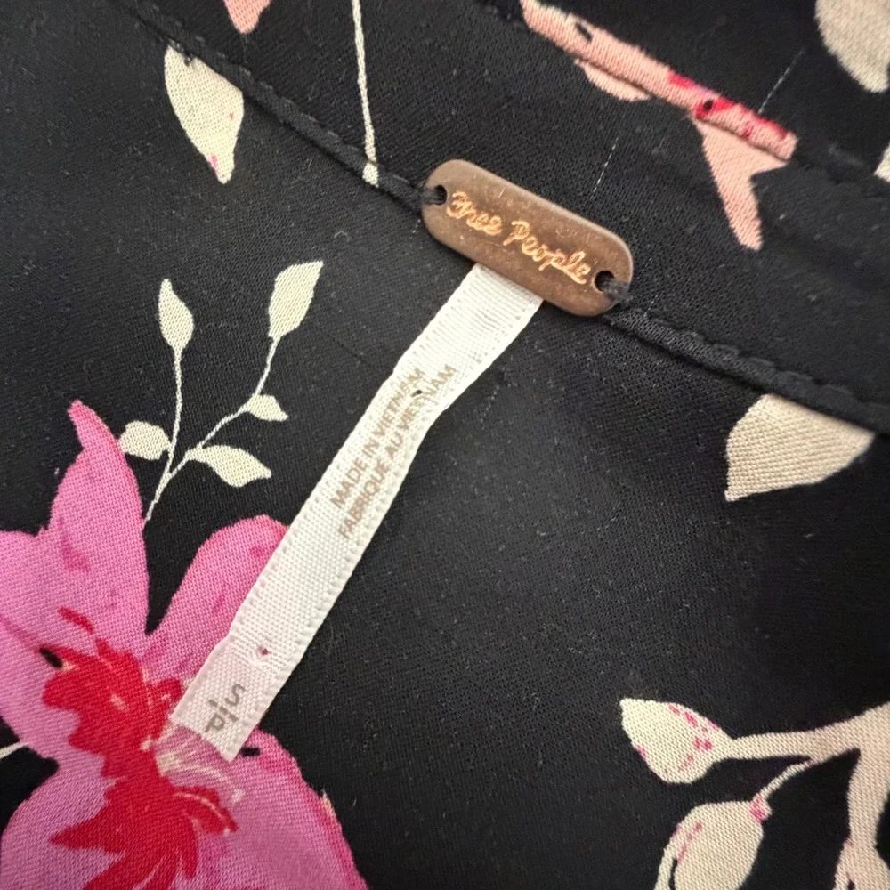 Free People Lighten Up Black‎ Pink Floral Dress